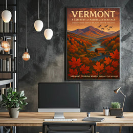 Vermont Scenic Wall Art Poster Vintage Travel Print