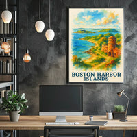 Boston Harbor Islands Vintage Travel Poster Art