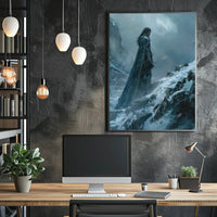 Solitary Warrior in Snow: Epic Fantasy or Mythology Poster PosterGoat