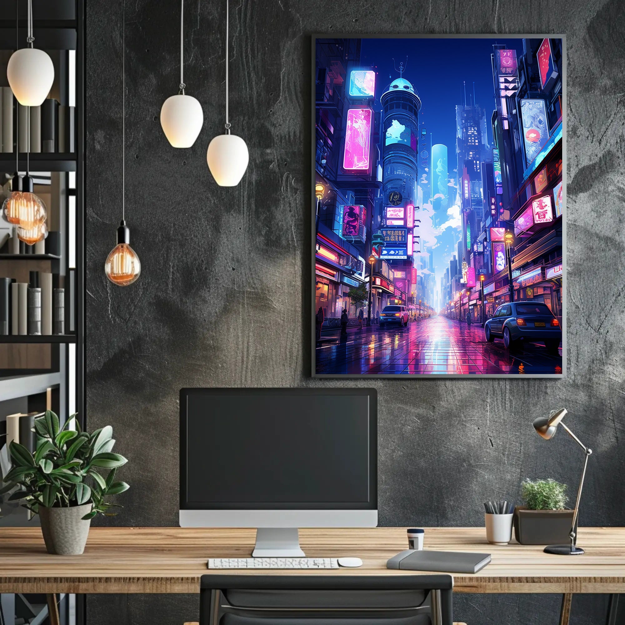 Neon Cityscape Poster