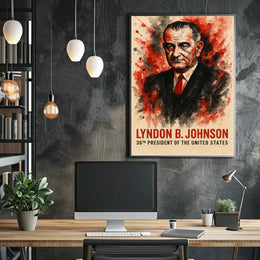 Lyndon B. Johnson Watercolor Presidential Poster