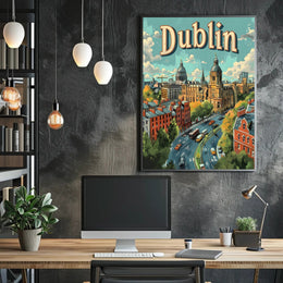 Dublin Illustrated Urban Landscape Travel Poster