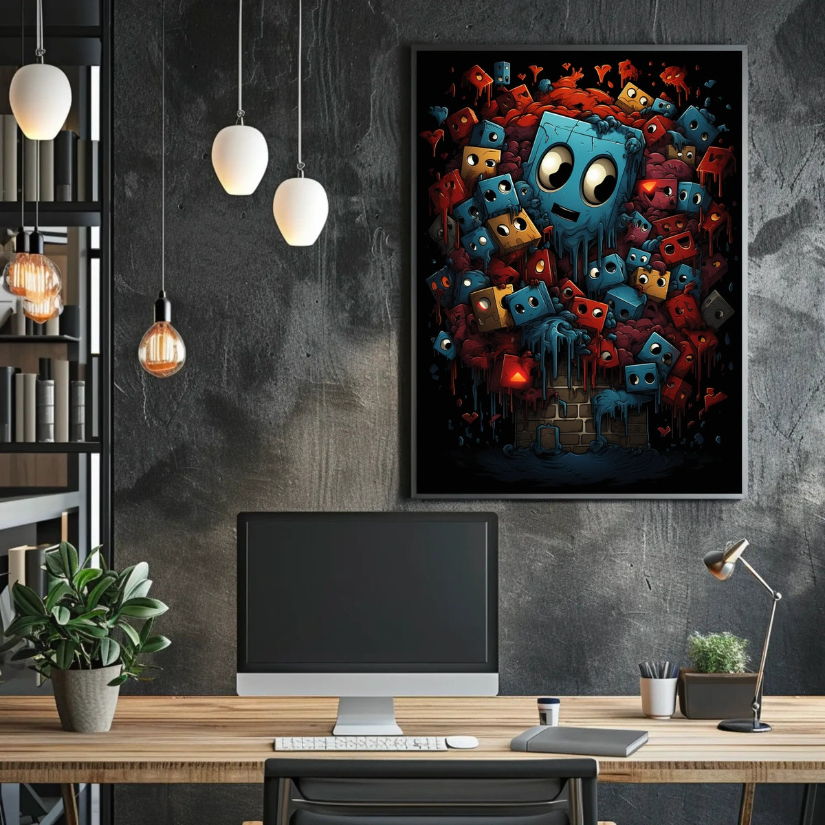 Colorful Cubic Characters Abstract Art Poster