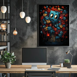 Colorful Cubic Characters Abstract Art Poster