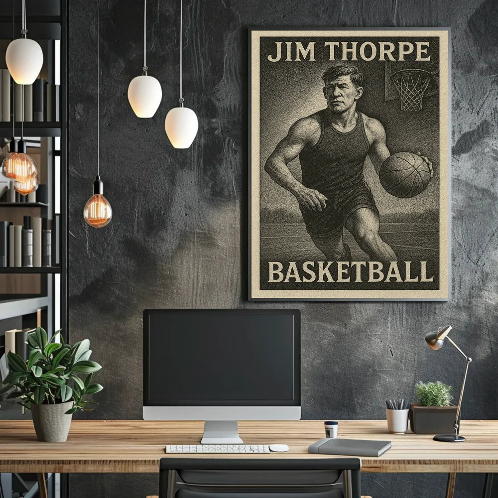 Jim Thorpe Basketball Heritage Art Poster