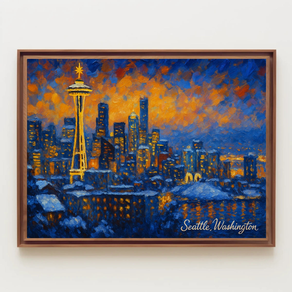 Seattle Skyline at Dusk Poster