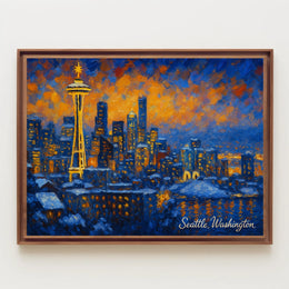 Seattle Skyline at Dusk Poster