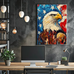 Eagle With Red White And Blue Abstract Background Poster