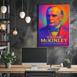 William McKinley 25th President of the United States Neon Gradient Overlay Poster
