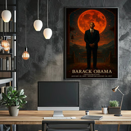 Red Moon Man East Asian Artistic Poster