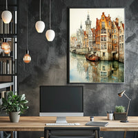 Renaissance Europe scene: Picturesque canal cultural heritage poster