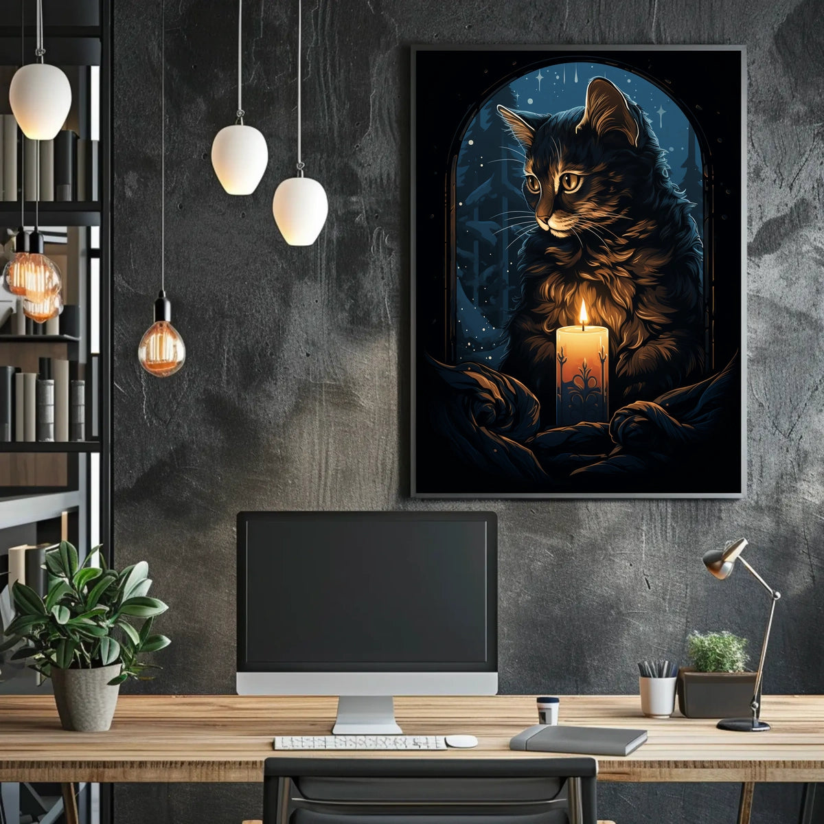 Enchanted Evening With A Cat Poster