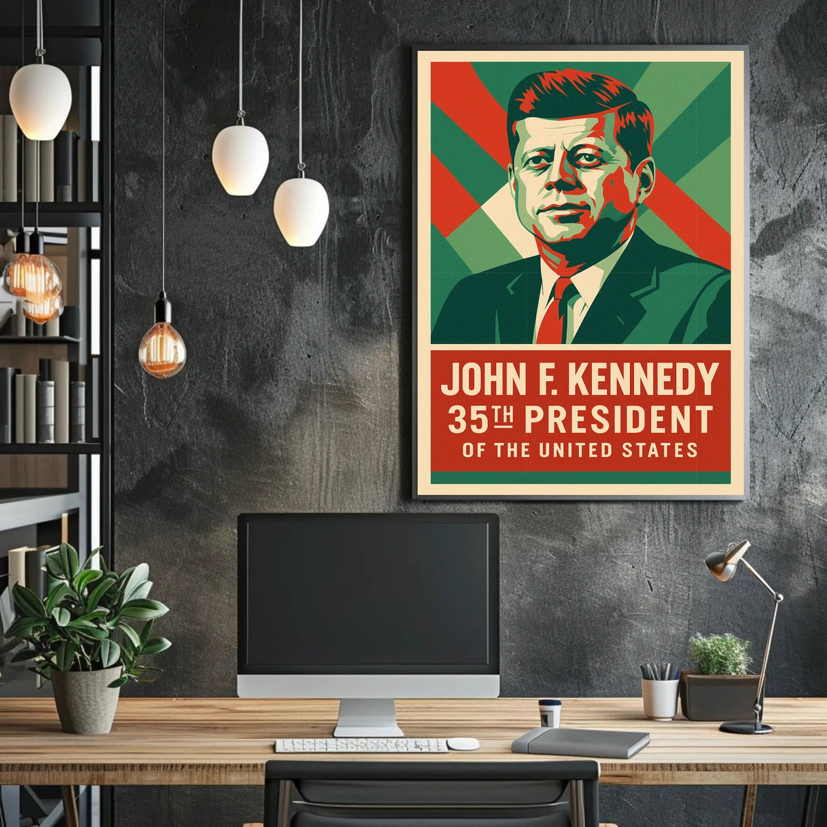 Kennedy 35th President Heritage Midcentury Poster