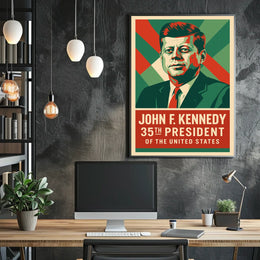 Kennedy 35th President Heritage Midcentury Poster