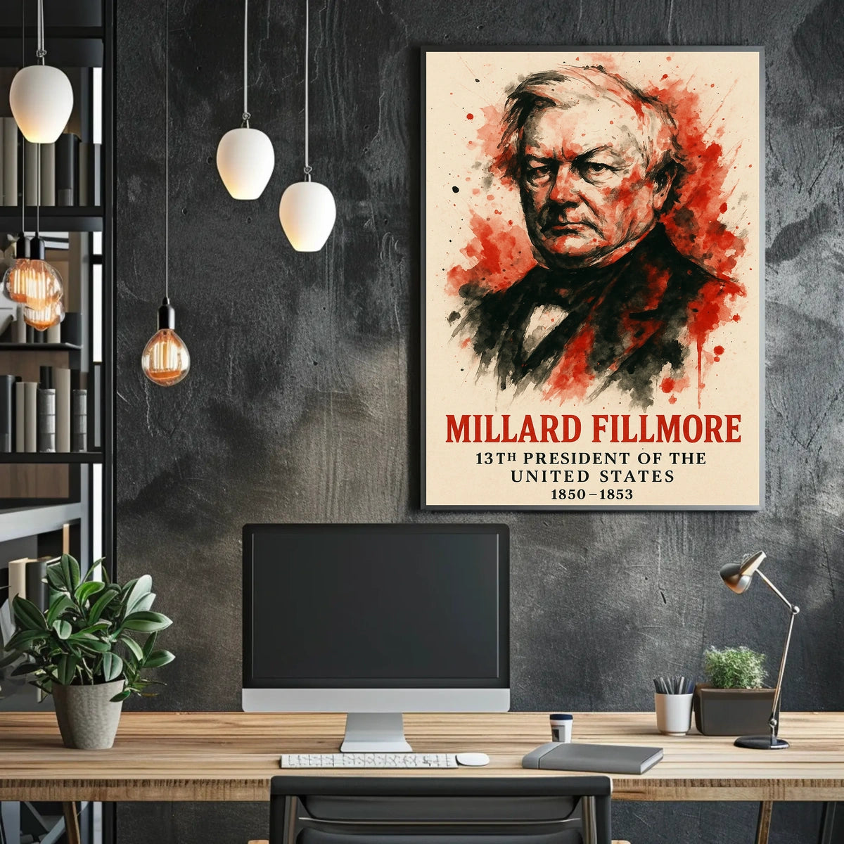 Millard Fillmore watercolor portrait in Historical Poster