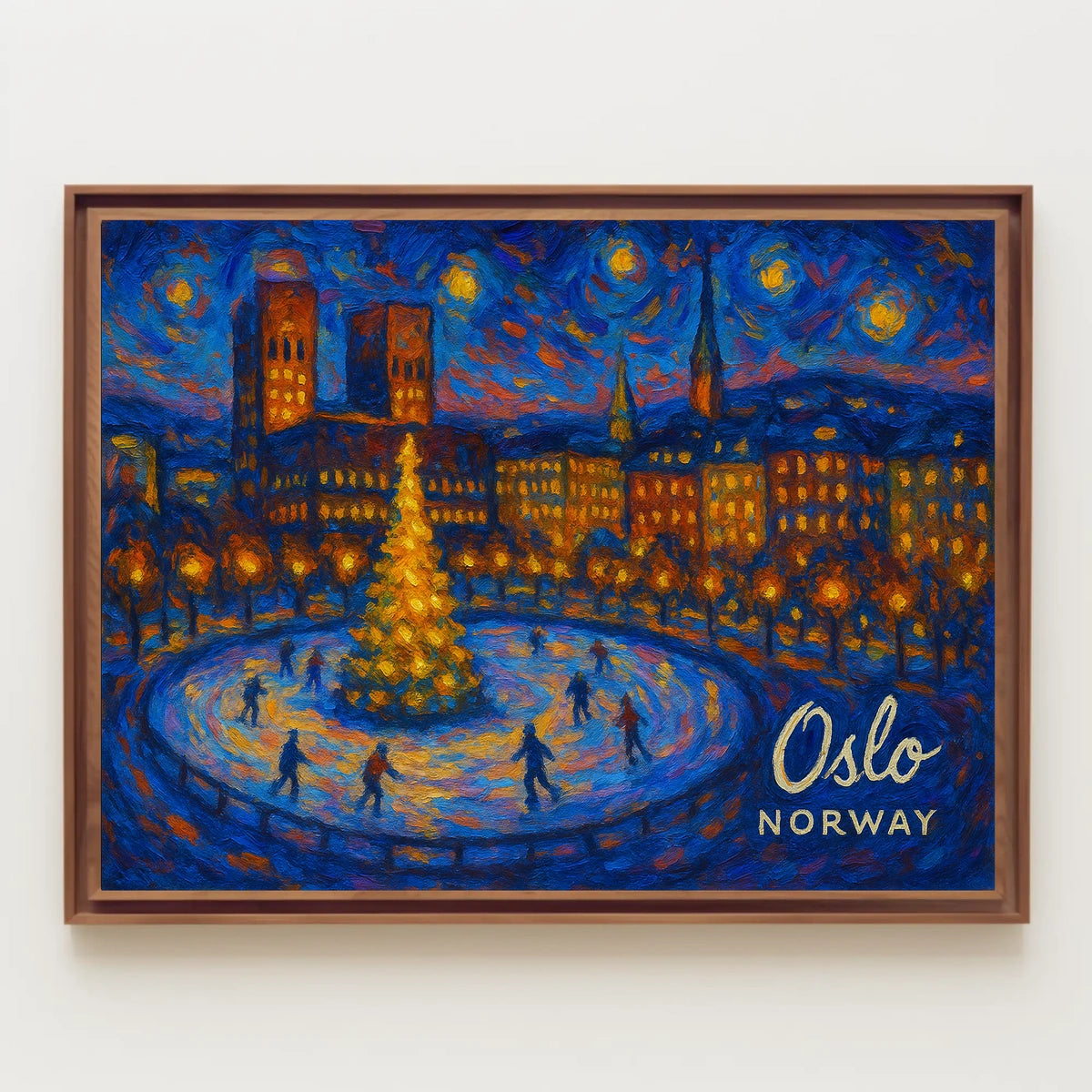 Oslo Winter Night Photography Realism Poster