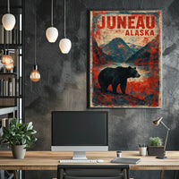 Juneau Bear Silhouette Adventure Vintage Poster