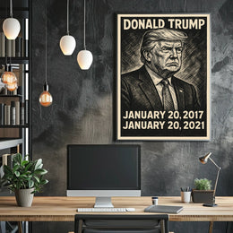 Donald Trump 45th President of the United States B & W Comic Sketch Poster