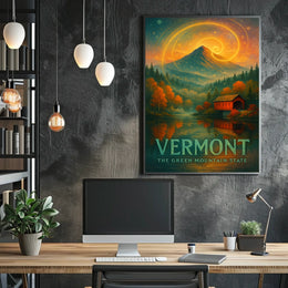 Vermont Landscape Autumn Foliage Mountain Poster