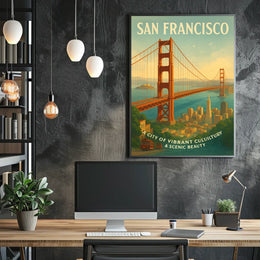 Vintage San Francisco Golden Gate Bridge Travel Poster
