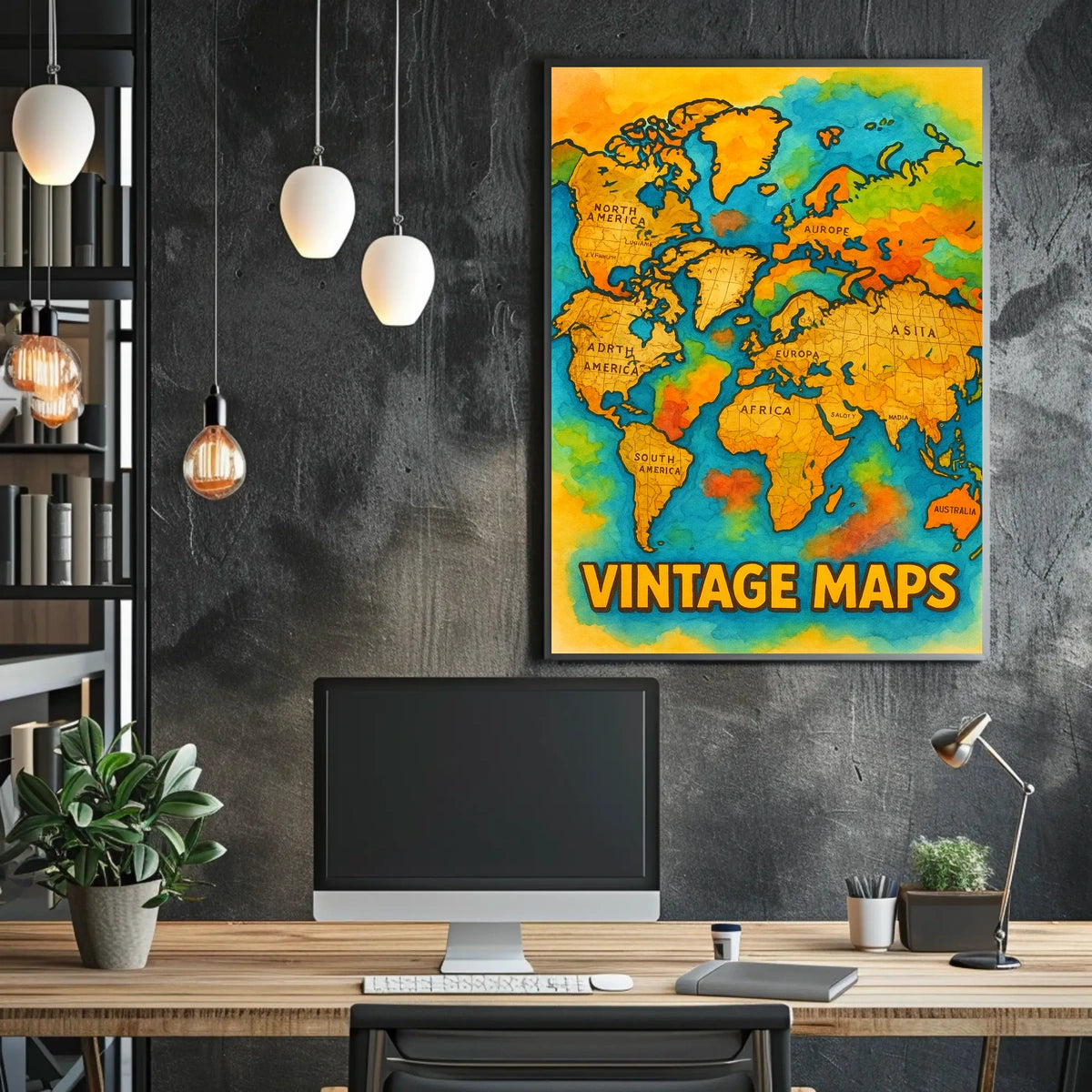 Vintage World Map Art Print Adventure Travel Poster