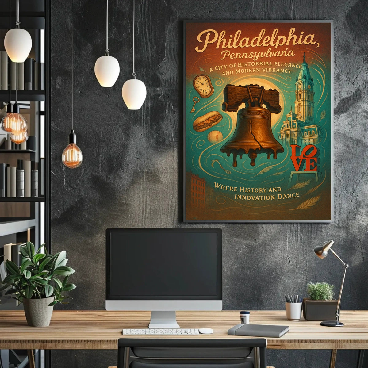 Philadelphia Poster: Historical Elegance Meets Modern Vibrancy