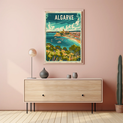 Algarve Portugal Coastal Town Travel Poster