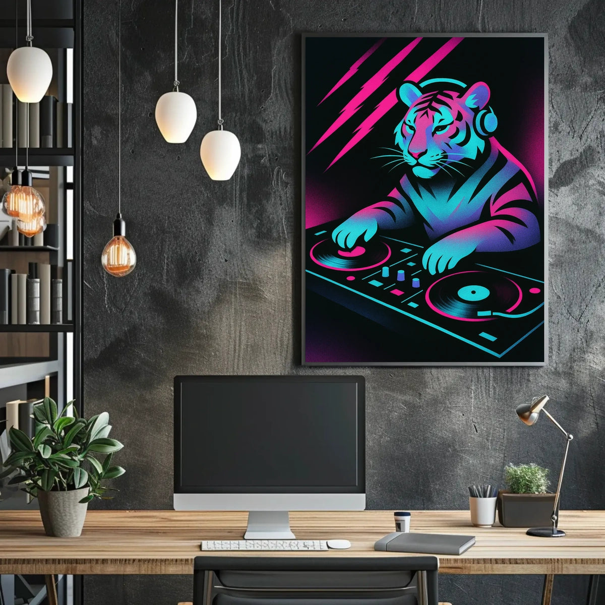Neon Dj Tiger Poster