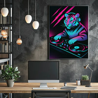 Neon Dj Tiger Poster