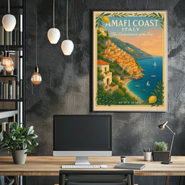 Amalfi Coast Coordinates Travel Poster