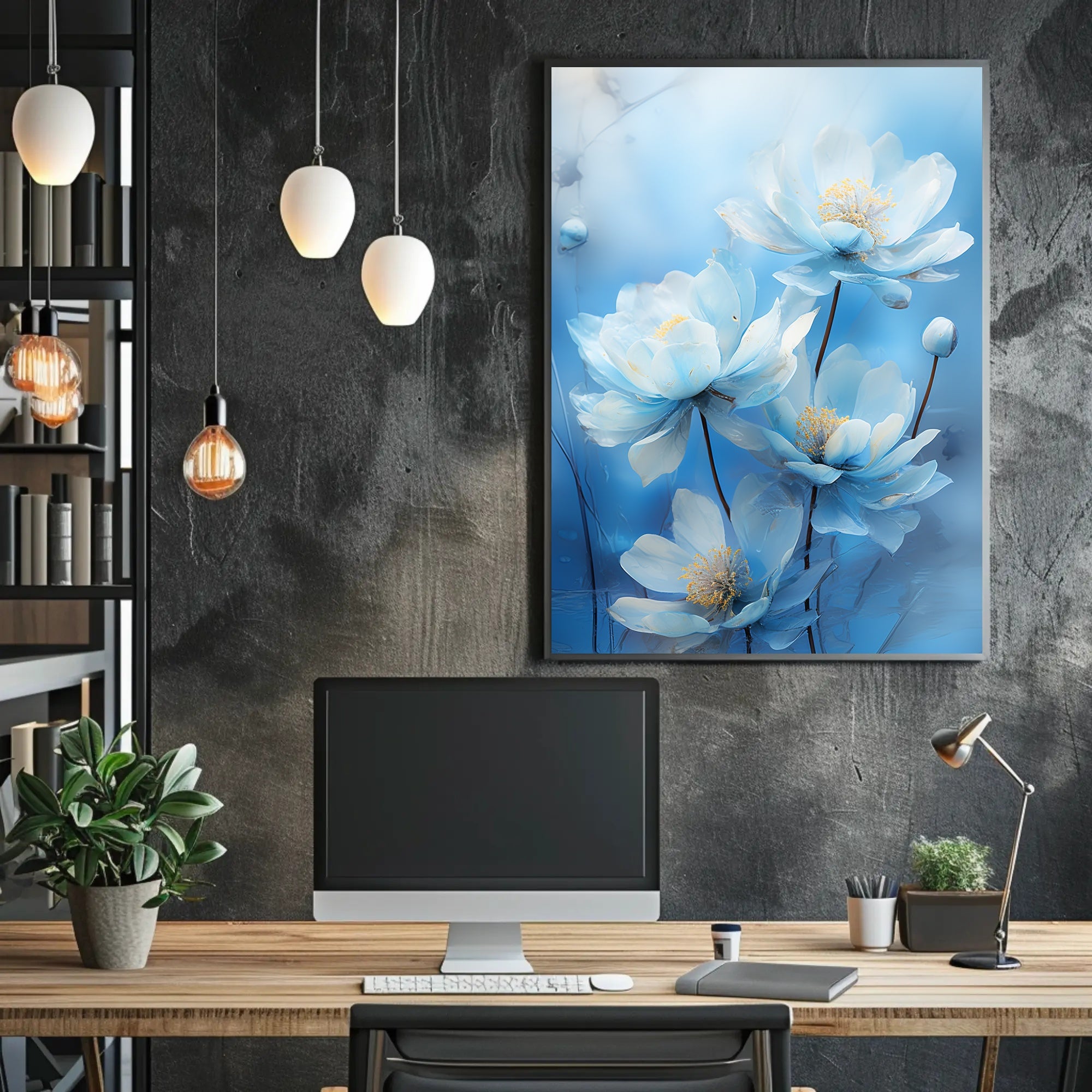 Serene Blue Blossoms Poster