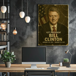 Bill Clinton 42nd President of the United States Damaged Photograph Poster