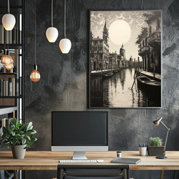 Moonlit Venetian Canal Poster