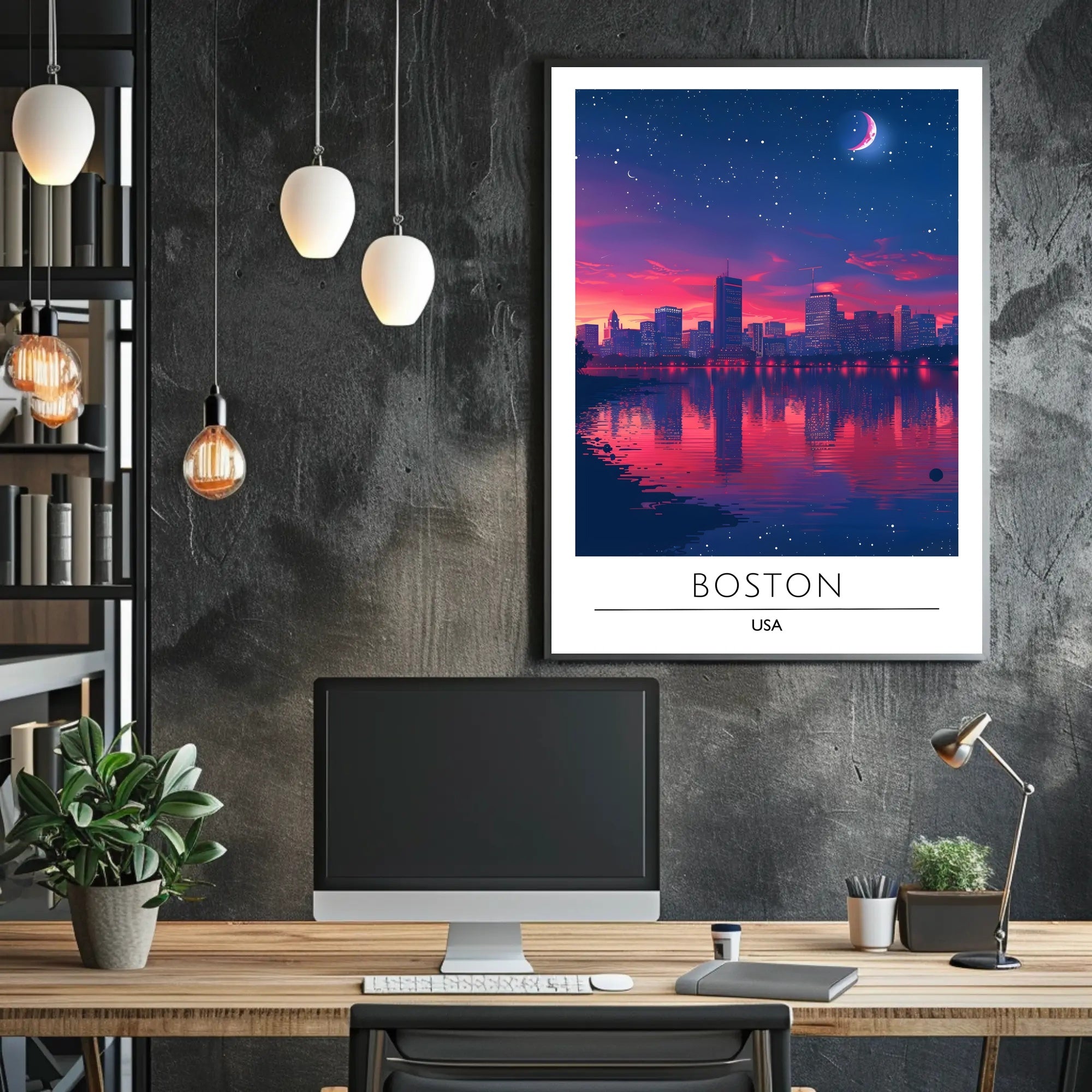 Boston Twilight: Modern Cityscape Art Poster