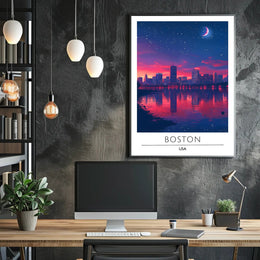 Boston Twilight: Modern Cityscape Art Poster