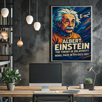 Albert Einstein Theory Relativity Vintage Scientific Portrait Wall Art Iconic Heritage Poster