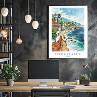 Puerto Vallarta Scenic Watercolor Travel Poster PosterGoat