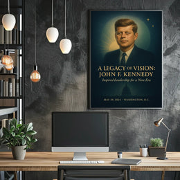 JFK Commemorative Leadership Poster: Vintage Celestial Tribute