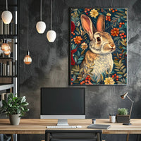 Enchanted Rabbit with Vibrant Flowers Animal Poster