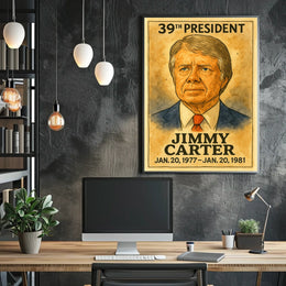 Jimmy Carter 39th President of the United States Exaggerated Cartoon Sketch Poster