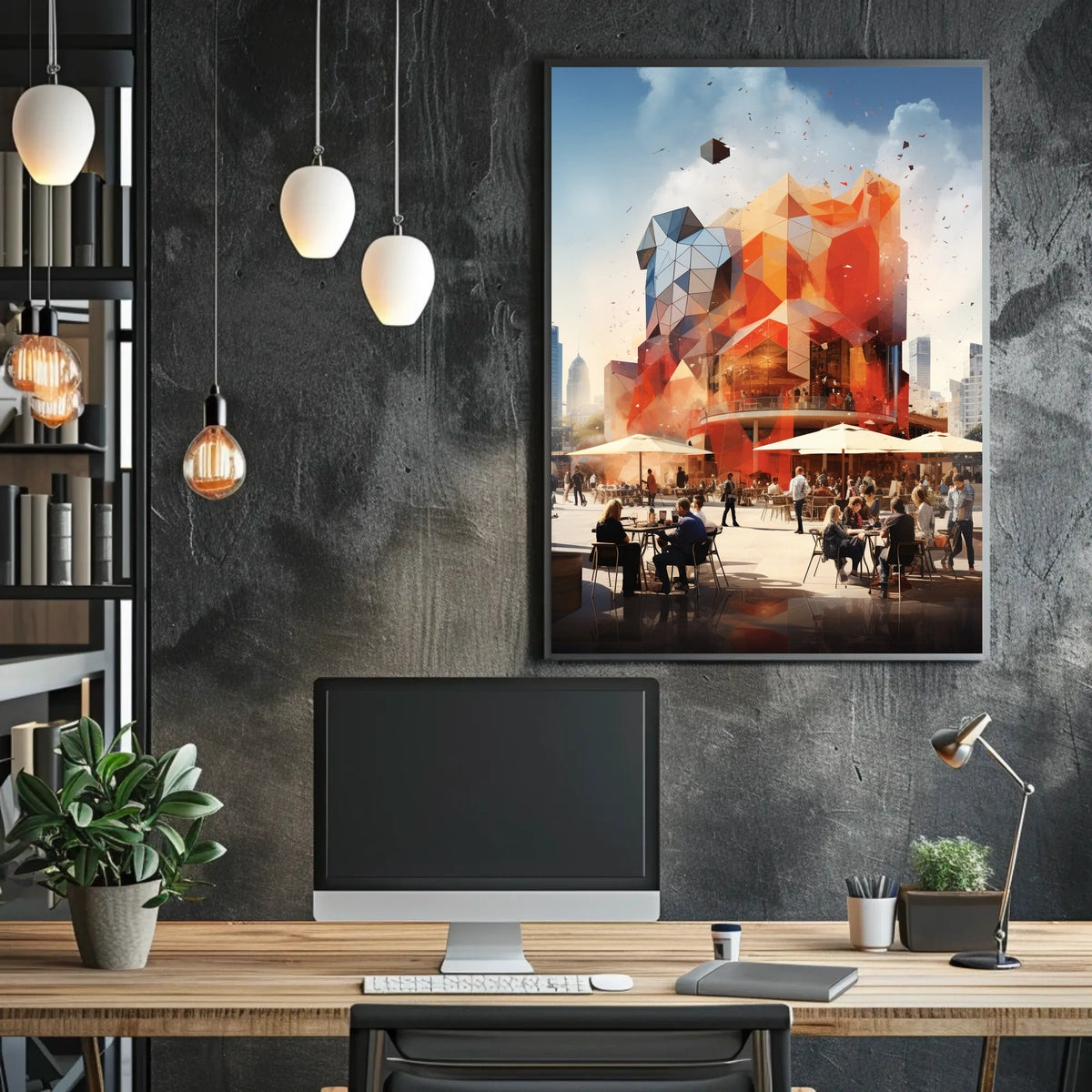 Contemporary Architectural Artwork Geometric Urban Scene Poster