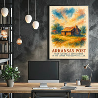 Arkansas Post Historic Settlement Watercolor Poster