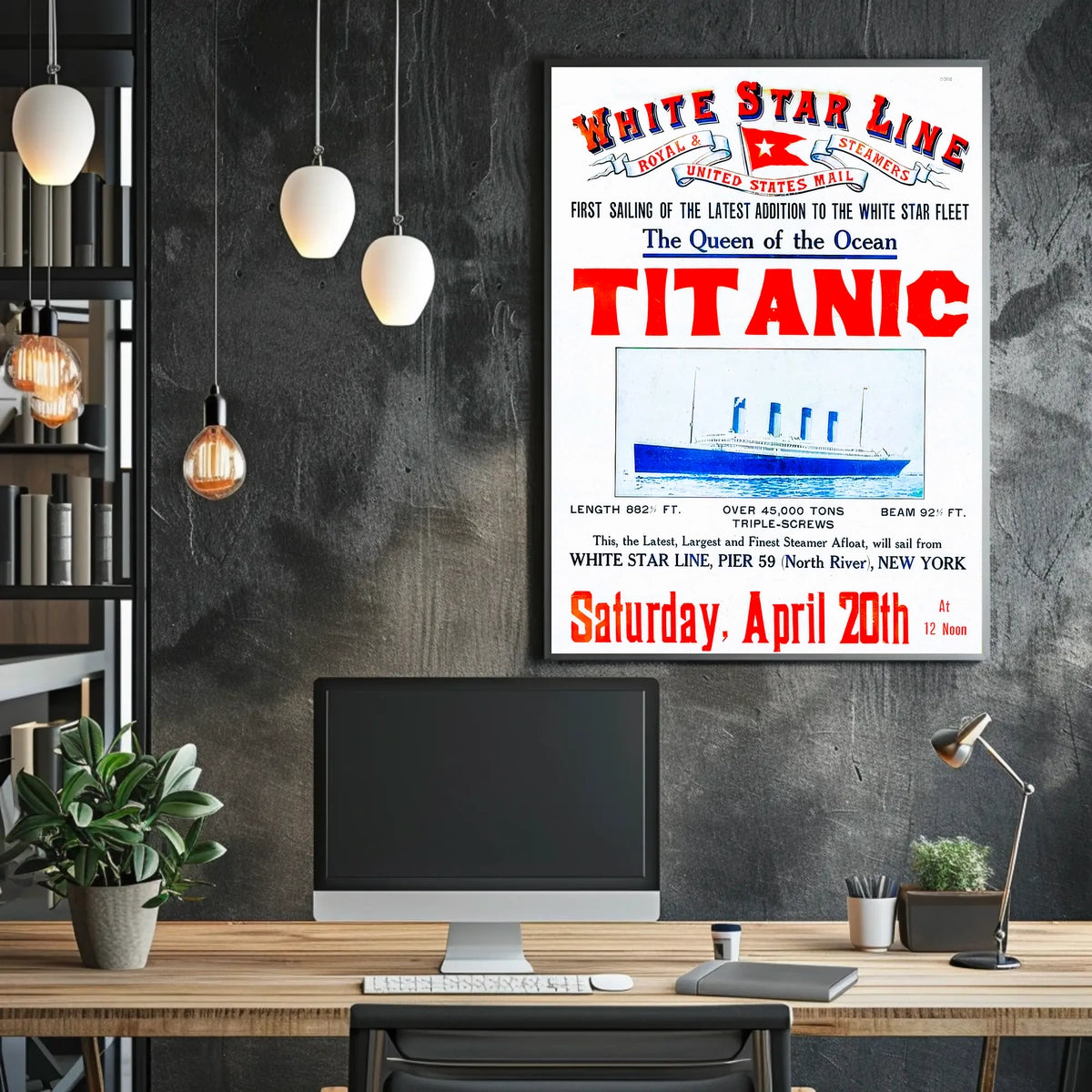 Titanic Grand Inaugural Voyage Poster Vintage Wall Art