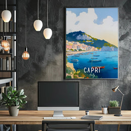 Capri Coastal Town Scenic Travel Poster