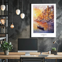 Ganges Sunrise in Varanasi Cultural Heritage Poster PosterGoat