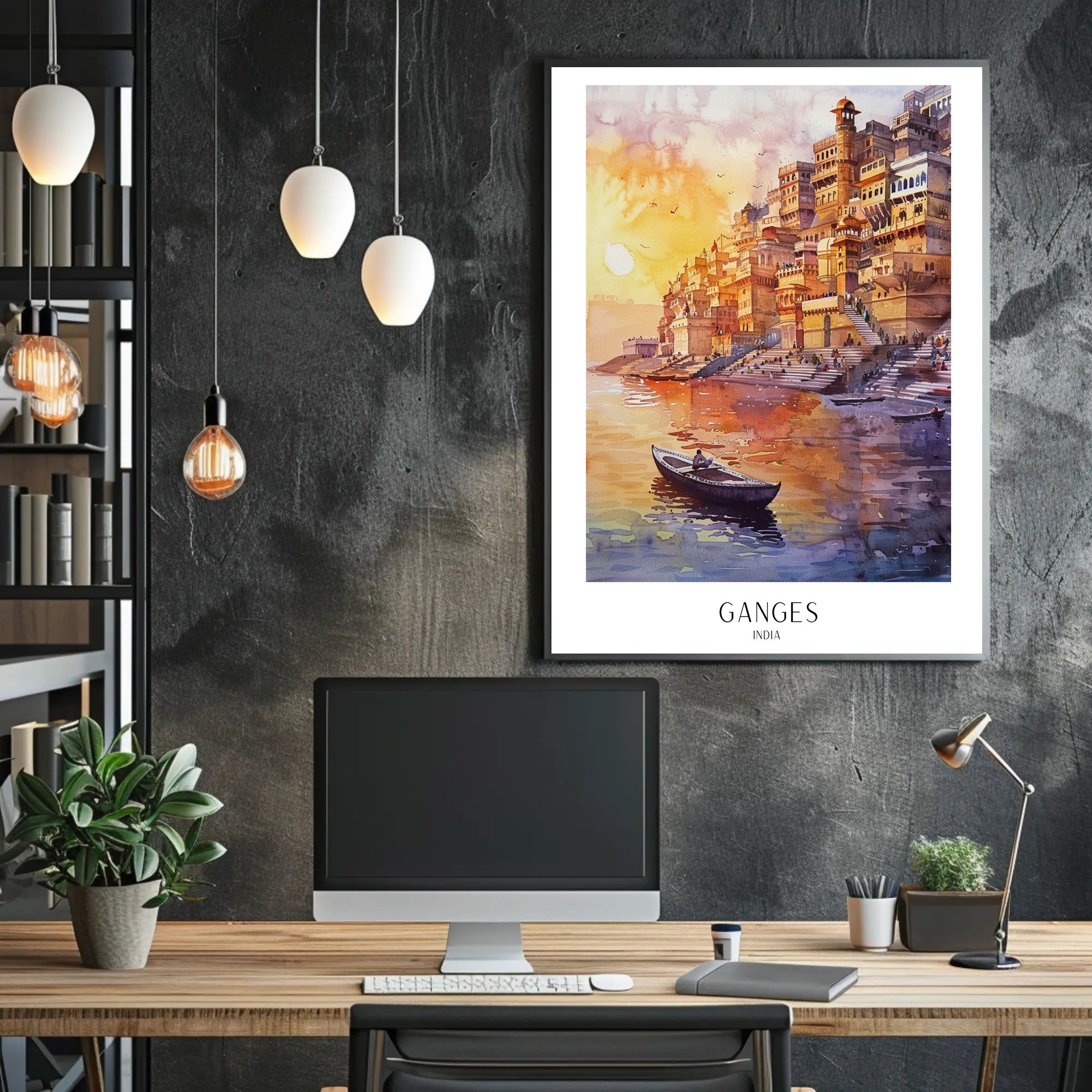 Ganges Sunrise in Varanasi Cultural Heritage Poster PosterGoat