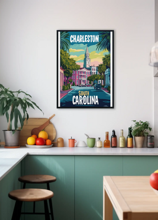 Charleston Cityscape Vintage Poster