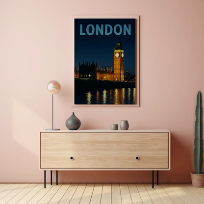 London Big Ben at Night Travel Poster