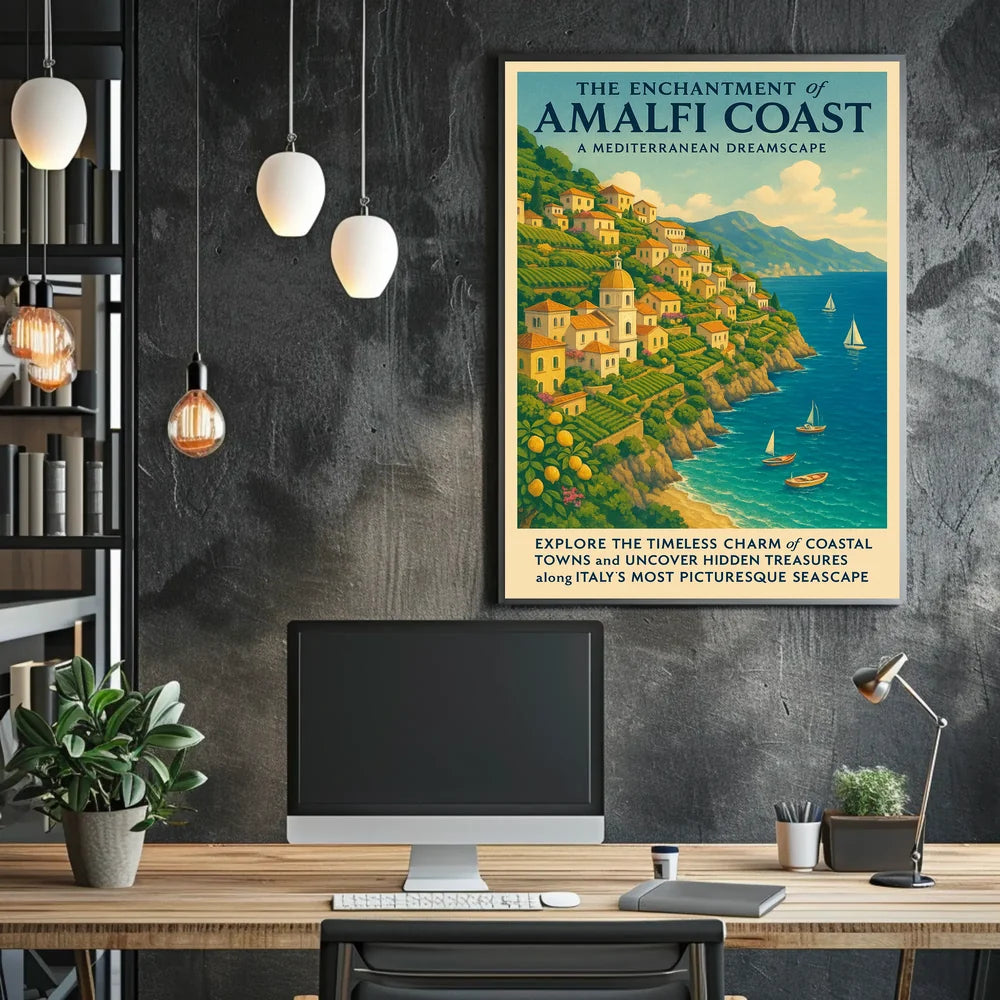 Amalfi Coast Travel Dreamscape Vintage Art Poster
