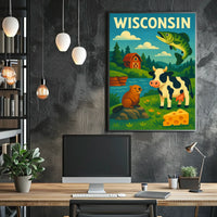 Classic Wisconsin Wildlife Agriculture Poster